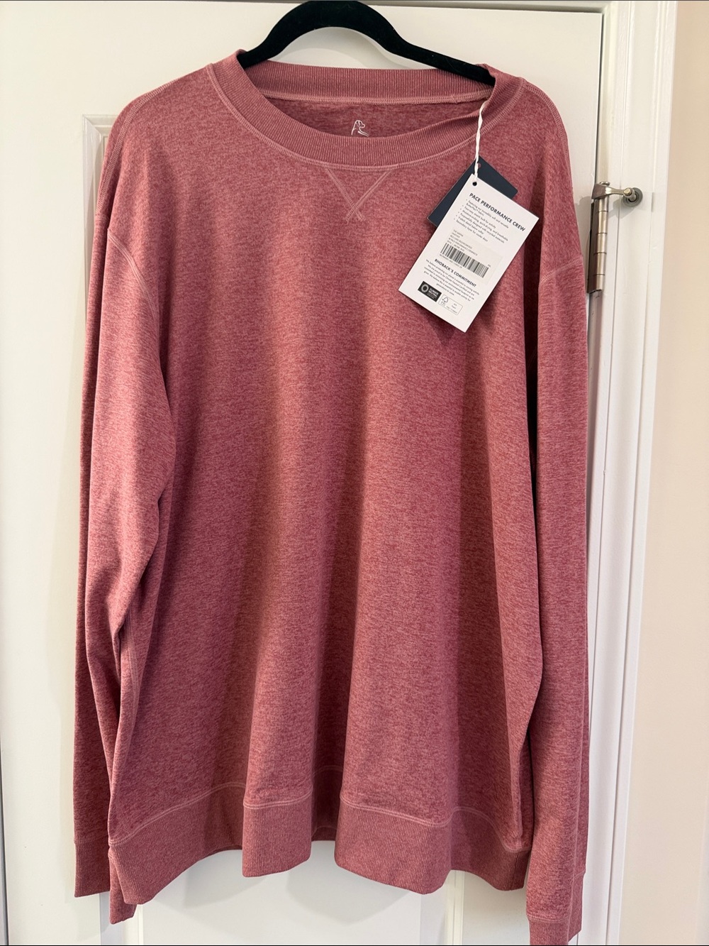 Rhoback Men's Pace Performance Crewneck - Heather Red - Buttery Soft